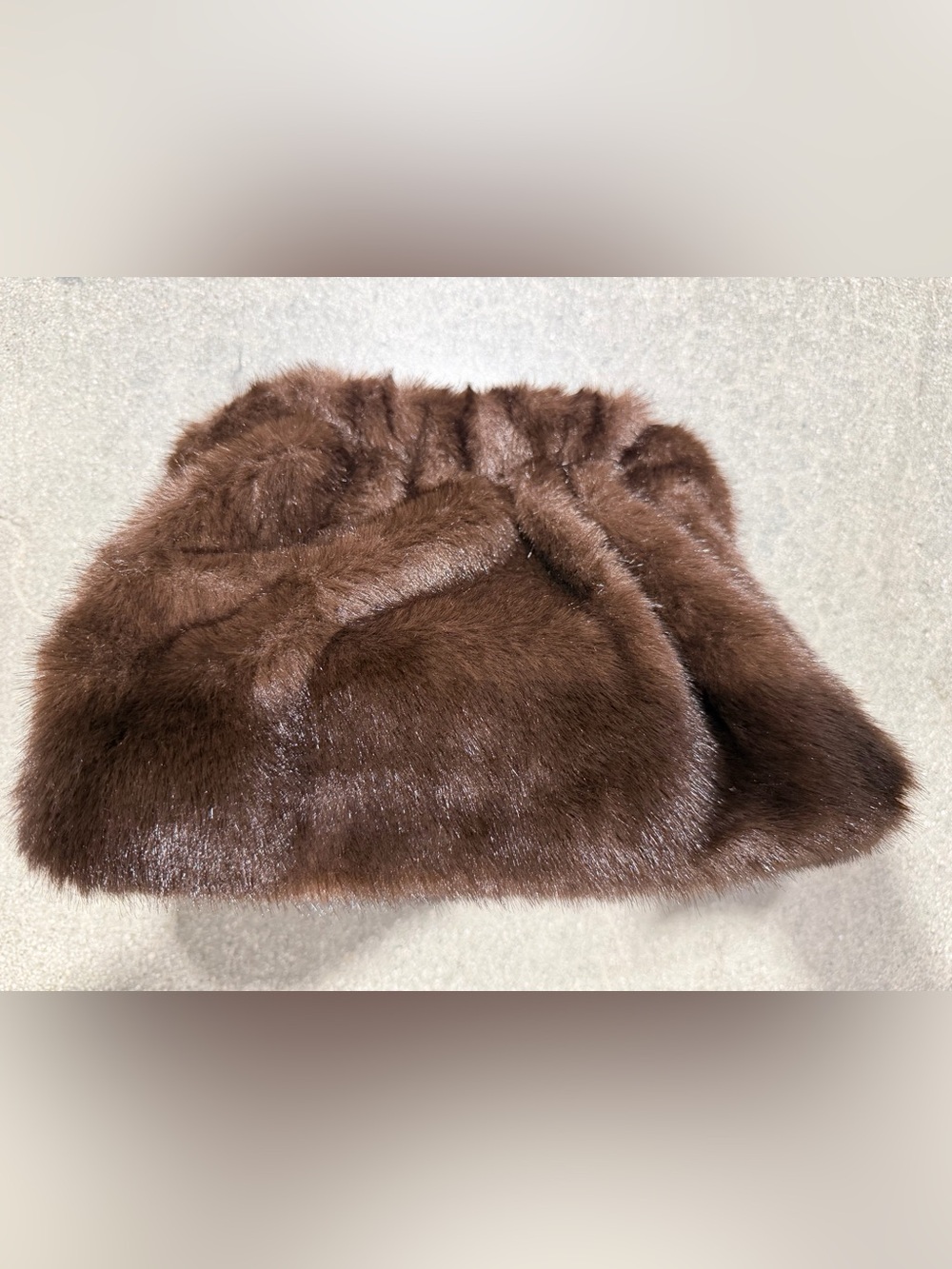 Lux Faux Fur Clutch Bag in BROWN